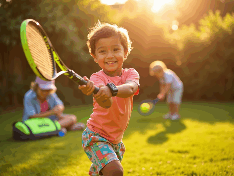 golden-hour-child-tennis-backyard-action